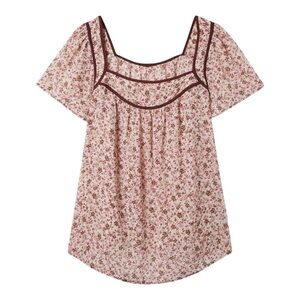 Torrid Womens Floral Crinkle Chiffon Flutter Sleeve Top Large Lightweight Blouse